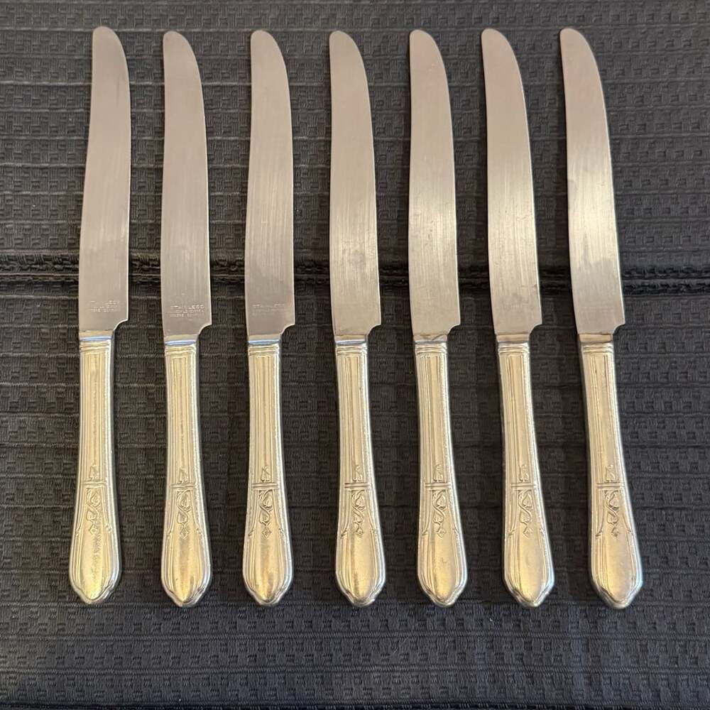 Simeon L & George H Rogers Company Stainless Dinner Knives Set of 7